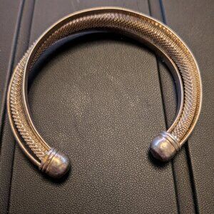 Vintage S925 Sterling Silver Woven Mesh Cuff Bracelet 31.2g Basket weave